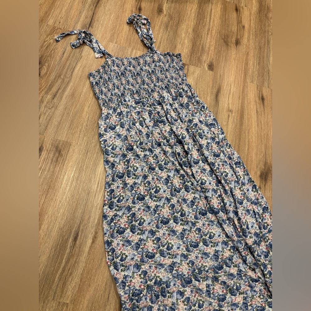 Smocked Floral Midi Dress